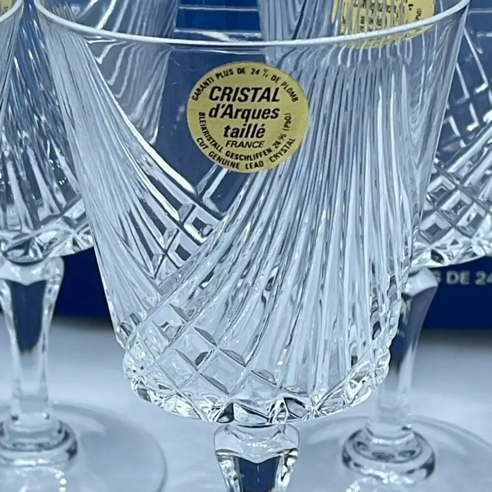 NWT set of 6 Cristal d’Arques taille cut 24% lead Chrystal glasses.